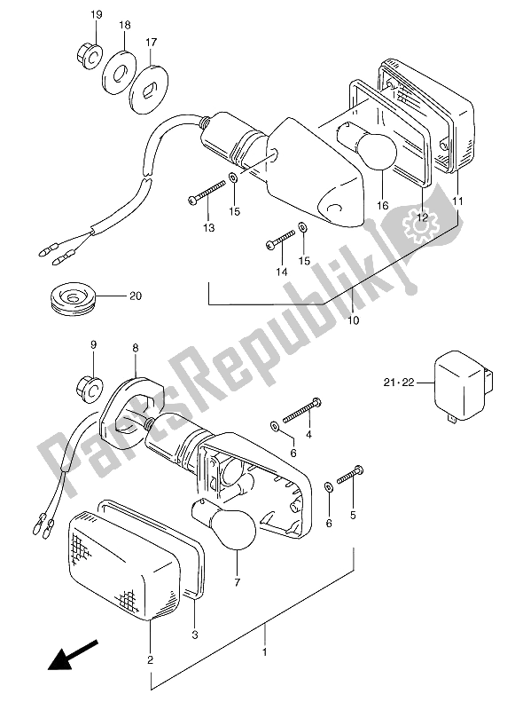 Tutte le parti per il Indicatore Di Direzione (e2-e4-e21-e22-e24-e34) del Suzuki RGV 250 1993