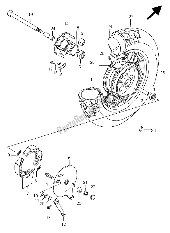 Alle onderdelen voor de Achterwiel van de Suzuki VS 800 Intruder 2005