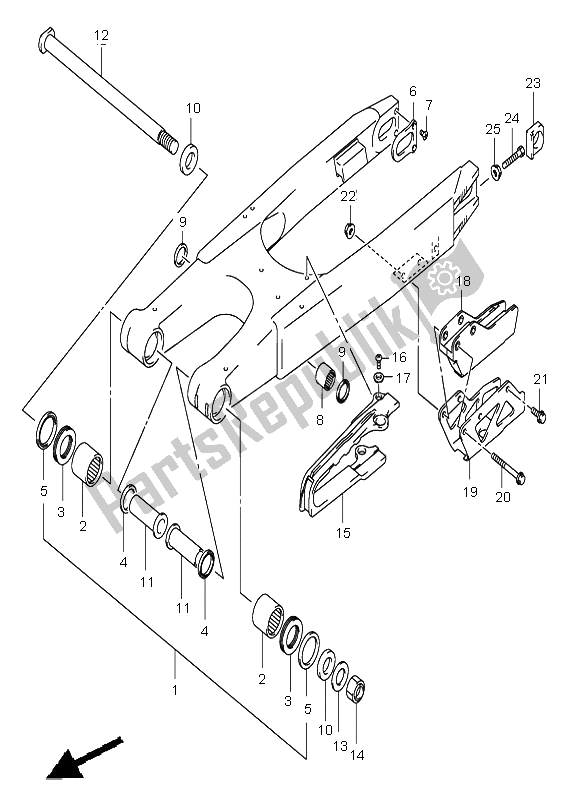 Toutes les pièces pour le Bras Oscillant Arrière du Suzuki RM 125 2004