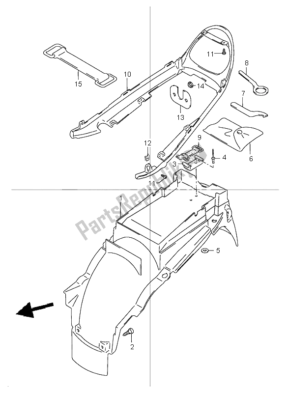 Toutes les pièces pour le Garde-boue Arrière du Suzuki GSX 1200 Inazuma 2000