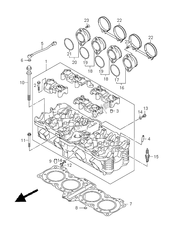 All parts for the Cylinder Head of the Suzuki GSX 650 FA 2009