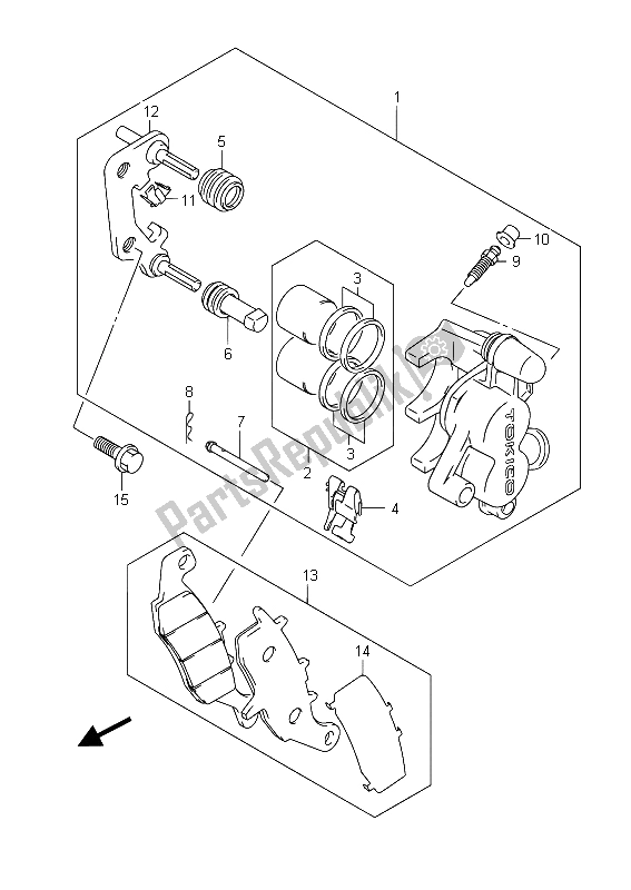 Tutte le parti per il Pinza Anteriore del Suzuki RM 85 SW LW 2015