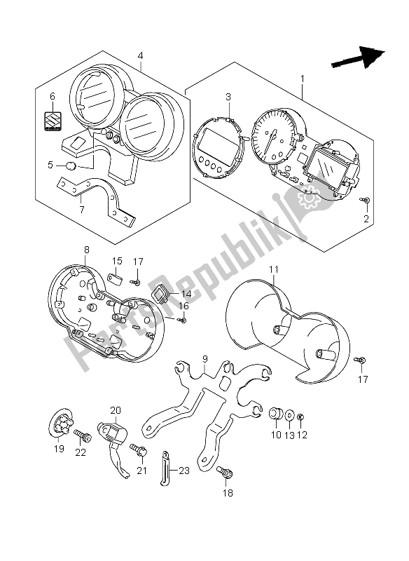 All parts for the Speedometer (gsf1250) of the Suzuki GSF 1250 Nsnasa Bandit 2008