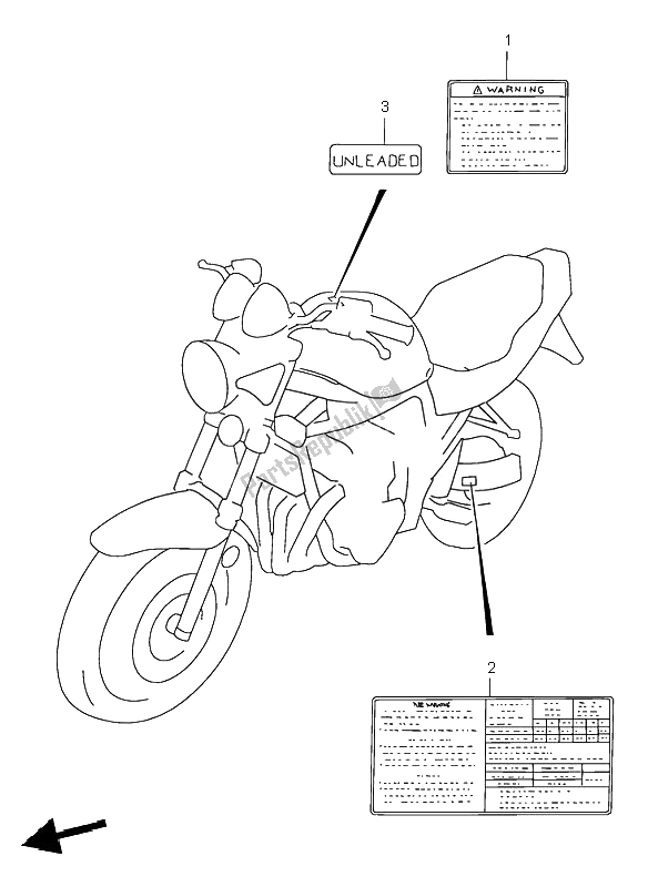 Alle onderdelen voor de Etiket van de Suzuki GSF 600N Bandit 1995