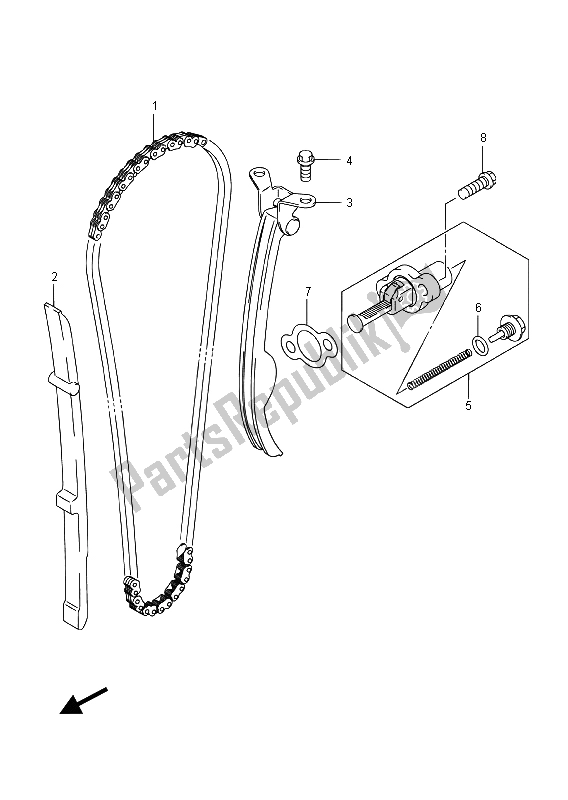 All parts for the Cam Chain of the Suzuki GW 250F Inazuma 2015