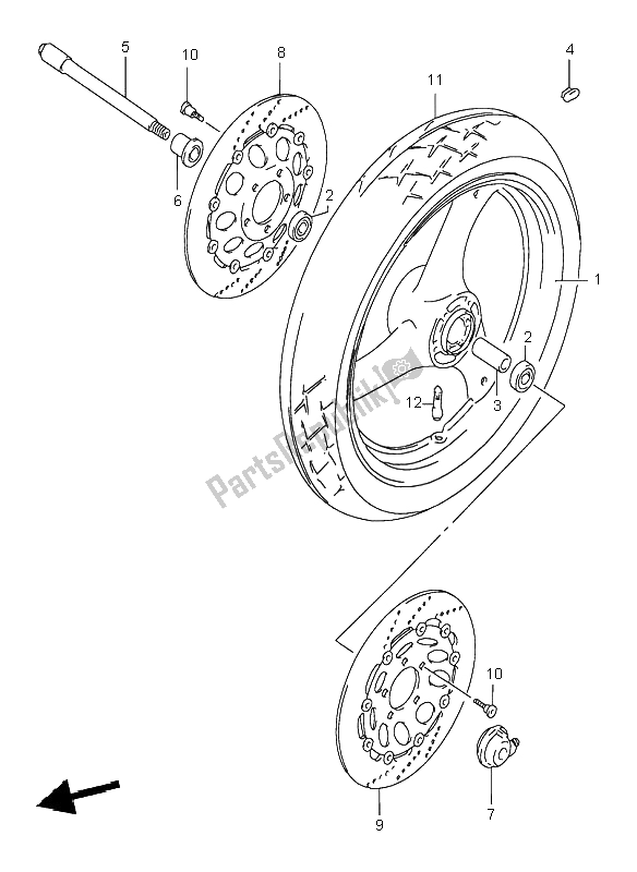 Tutte le parti per il Ruota Anteriore del Suzuki GSF 600 NS Bandit 1999