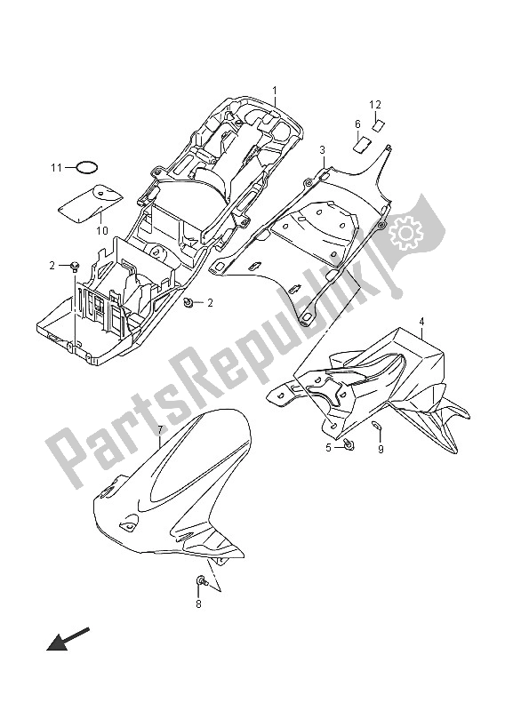 All parts for the Rear Fender of the Suzuki GSX R 750 2016