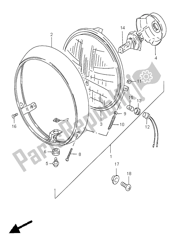 Tutte le parti per il Proiettore (e22-e25-e34-e39-e54) del Suzuki GN 250E 2000