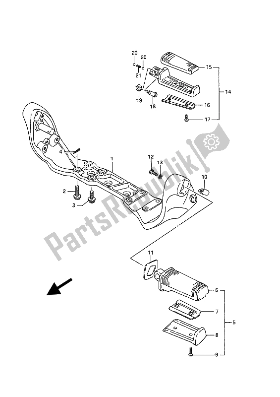 Toutes les pièces pour le Repose Pieds du Suzuki VS 1400 Glpf Intruder 1993