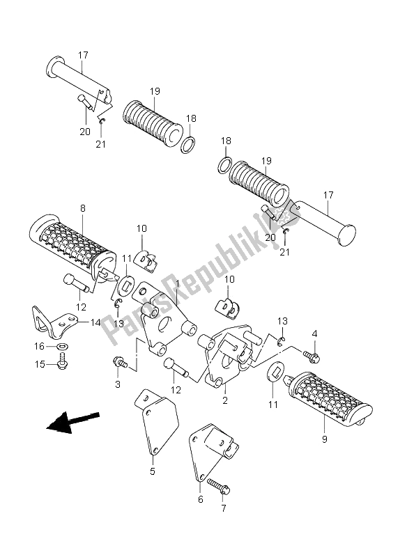 Tutte le parti per il Poggiapiedi del Suzuki VL 125 Intruder 2002