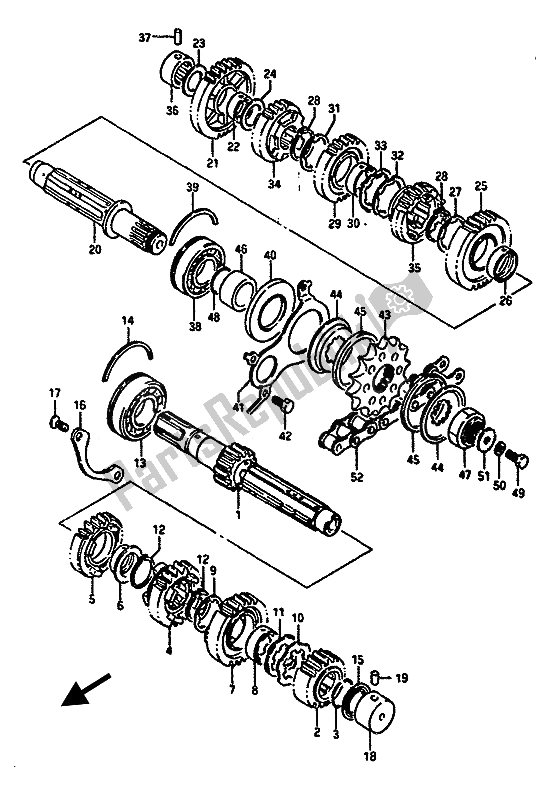 Toutes les pièces pour le Transmission du Suzuki GSX R 1100 1988