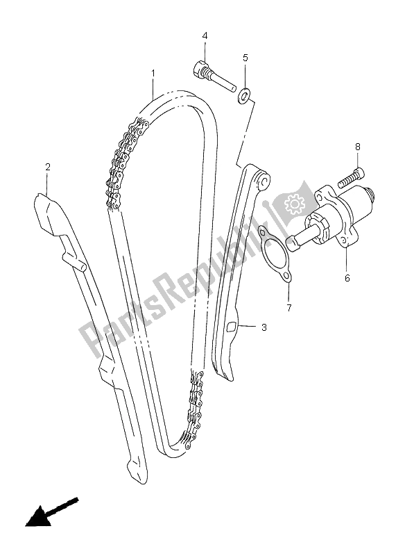 All parts for the Cam Chain of the Suzuki XF 650 Freewind 2000
