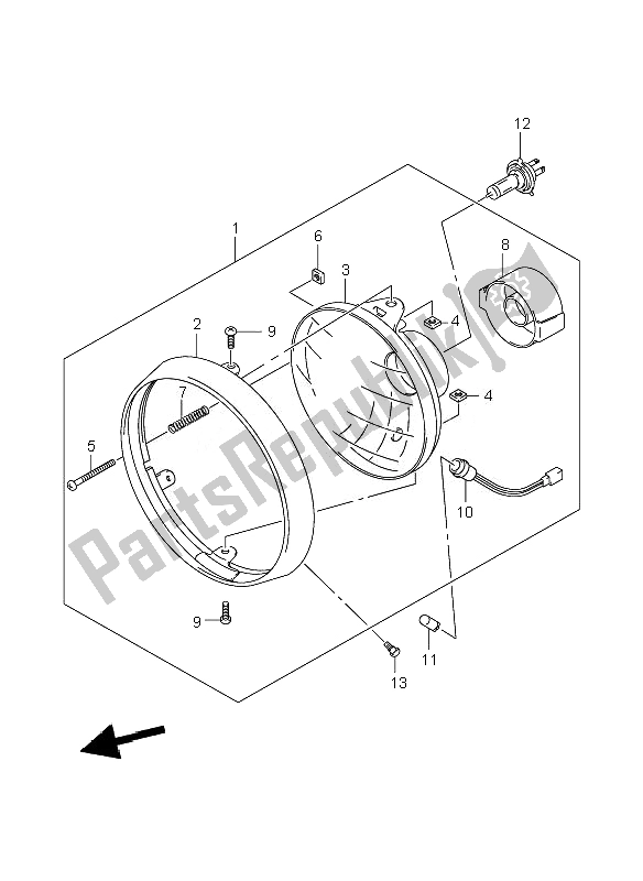 All parts for the Headlamp (gsf1250-a) of the Suzuki GSF 1250 Nsnasa Bandit 2007