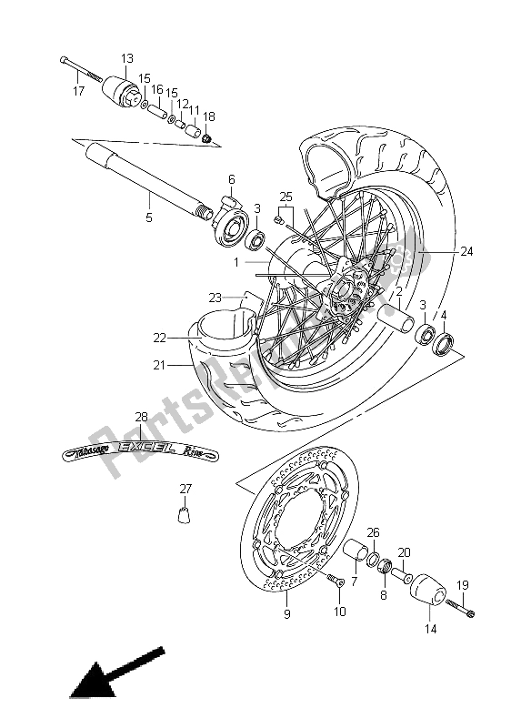 Toutes les pièces pour le Roue Avant du Suzuki DR Z 400 SM 2008