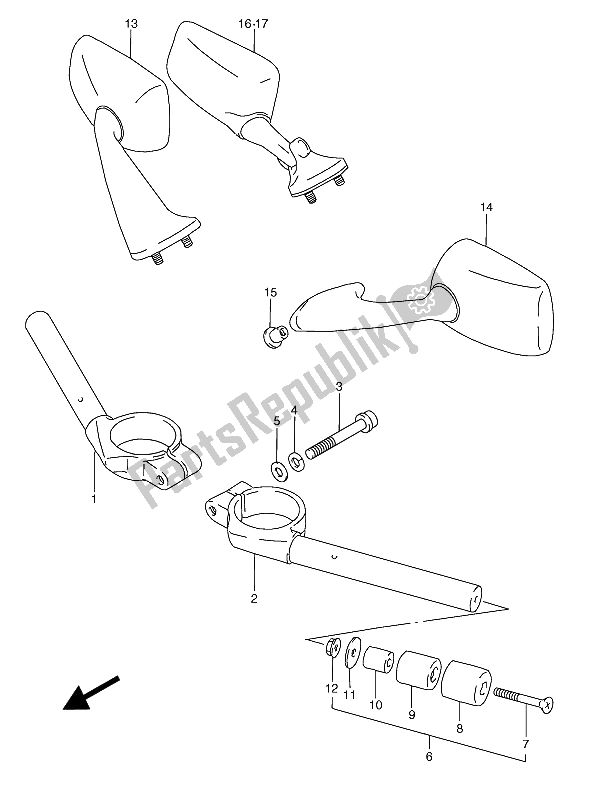 All parts for the Handlebar of the Suzuki RGV 250 1993