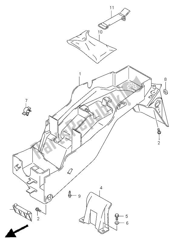 All parts for the Rear Fender of the Suzuki GSX R 600Z 2003