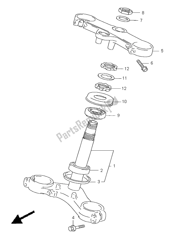 All parts for the Steering Stem of the Suzuki GSX R 600 2000