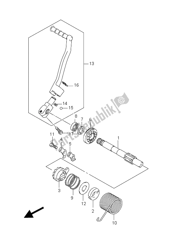 Toutes les pièces pour le Démarreur Au Pied du Suzuki DR Z 70 2012