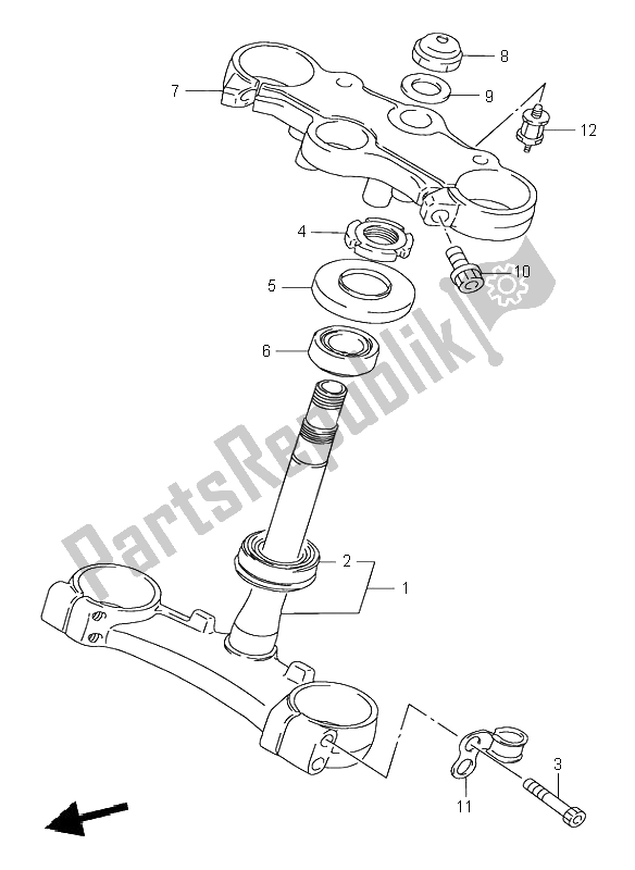 All parts for the Steering Stem of the Suzuki GSX R 1100W 1996