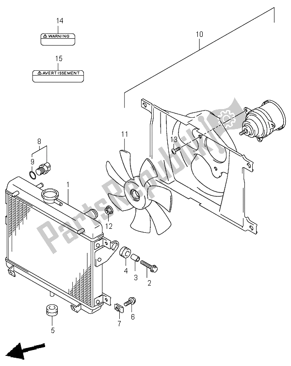 All parts for the Radiator of the Suzuki LT A 500F Quadmaster 2001