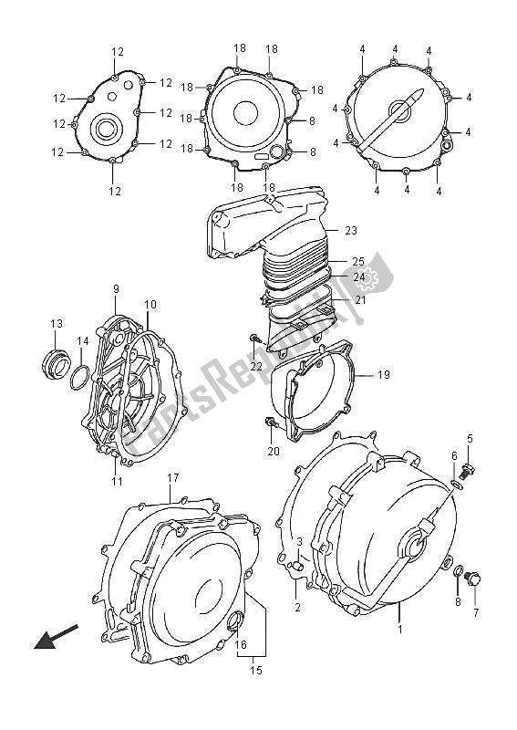 All parts for the Crankcase Cover of the Suzuki AN 650Z Burgman Executive 2016