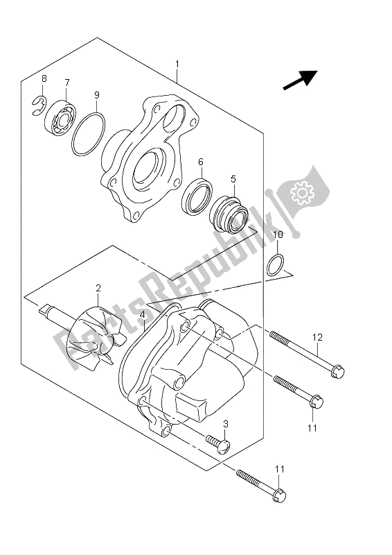 All parts for the Water Pump of the Suzuki UH 200 Burgman 2009