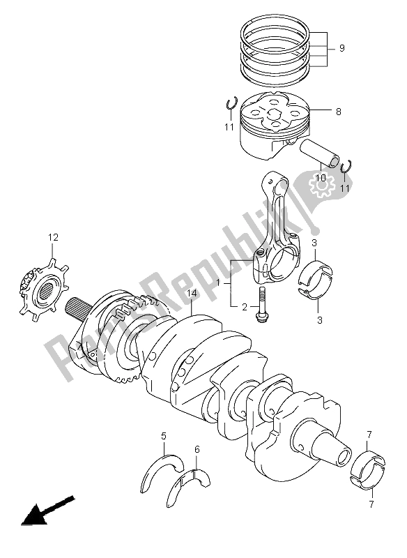 Toutes les pièces pour le Vilebrequin Et Piston du Suzuki GSX R 600 2001