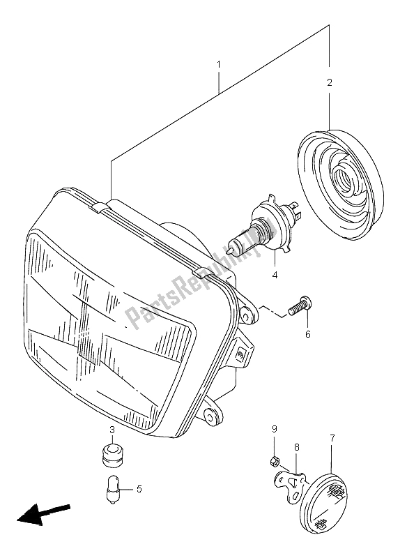 All parts for the Headlamp (gsf600s-su) of the Suzuki GSF 600 NS Bandit 1998