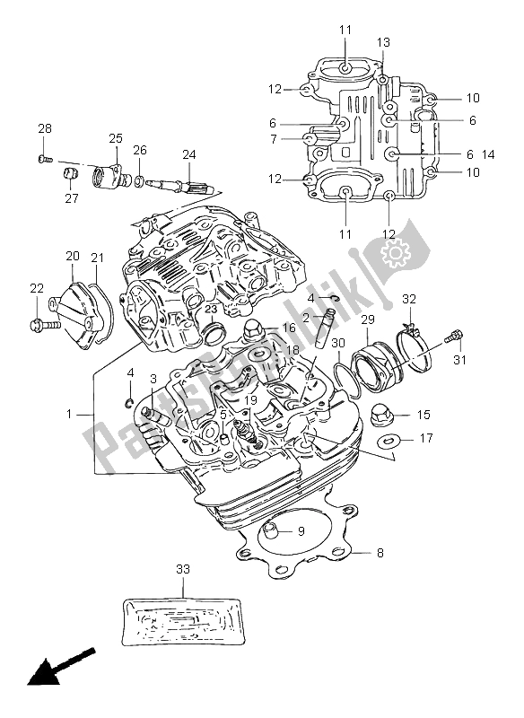 Alle onderdelen voor de Cilinderkop van de Suzuki GN 250E 1998