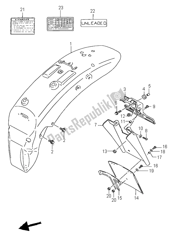 Tutte le parti per il Parafango Posteriore del Suzuki VS 600 Intruder 1996