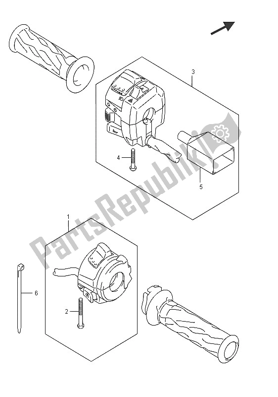All parts for the Handle Switch of the Suzuki DL 650 AXT V Strom 2016