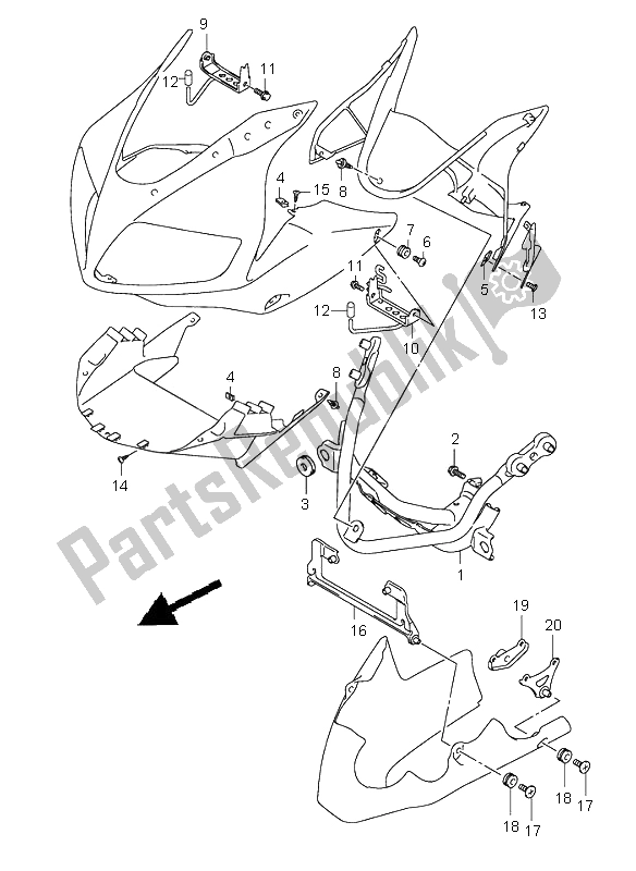 Todas las partes para Piezas De Instalación De Capota (sv1000s-s1-s2) de Suzuki SV 1000 NS 2005