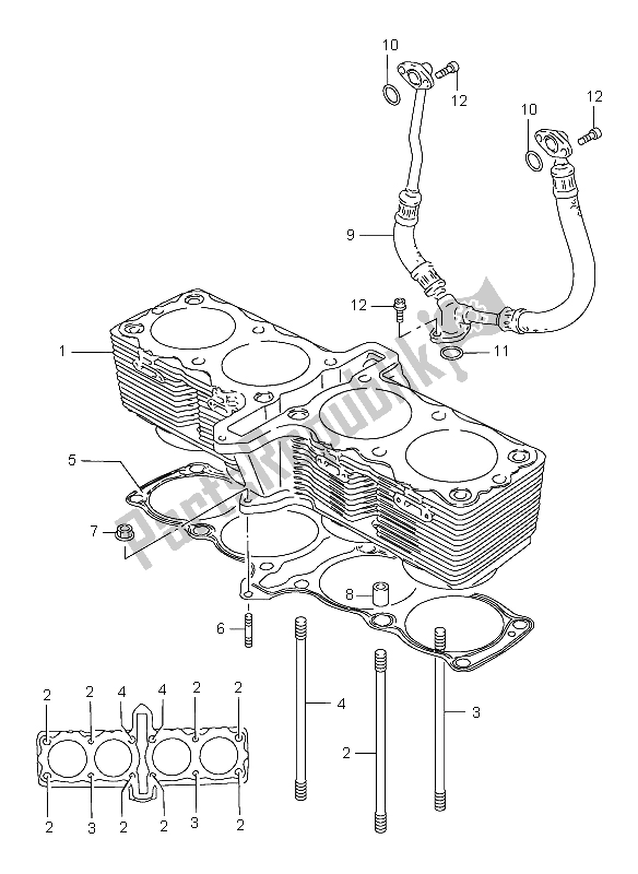 All parts for the Cylinder of the Suzuki GSF 1200 Nssa Bandit 1999