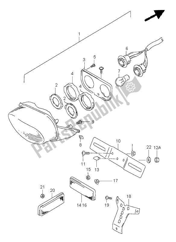 Alle onderdelen voor de Achterlicht van de Suzuki GSX R 600 1998