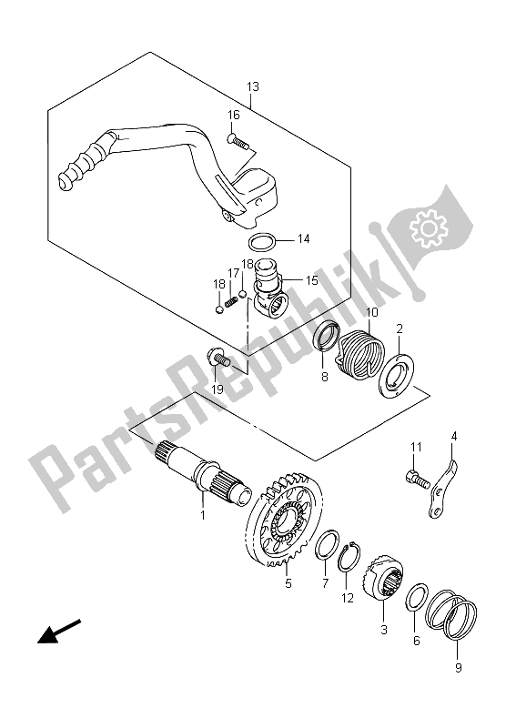 All parts for the Kick Starter of the Suzuki RMX 450Z 2015