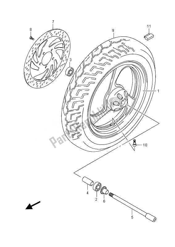 All parts for the Front Wheel of the Suzuki VZ 800 Intruder 2014