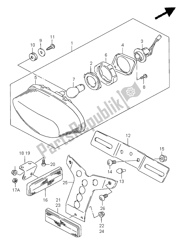 All parts for the Rear Combination Lamp of the Suzuki VZ 800 Marauder 2003