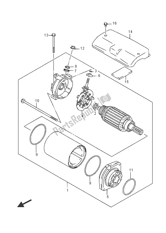 All parts for the Starting Motor of the Suzuki VZ 800 Intruder 2016