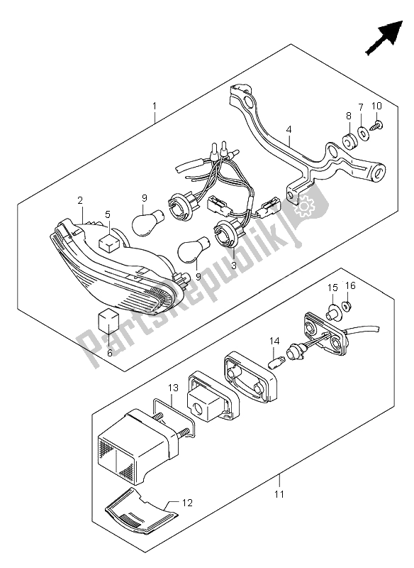 All parts for the Tail Lamp of the Suzuki DL 1000 V Strom 2005