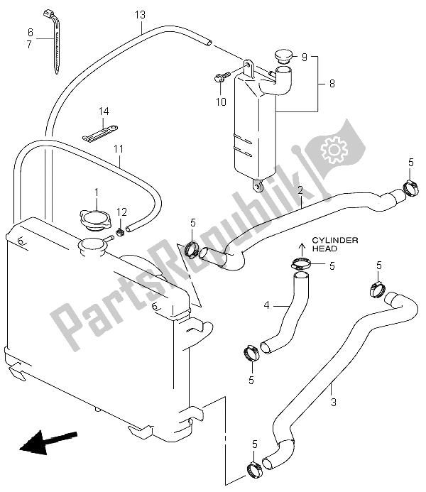 All parts for the Radiator Hose of the Suzuki LT A 500F Vinson 4X4 2002