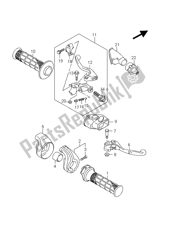 All parts for the Handle Lever of the Suzuki RM Z 250 2010