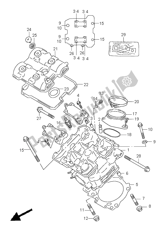 Wszystkie części do Przednia G? Owica Cylindra Suzuki TL 1000S 1997