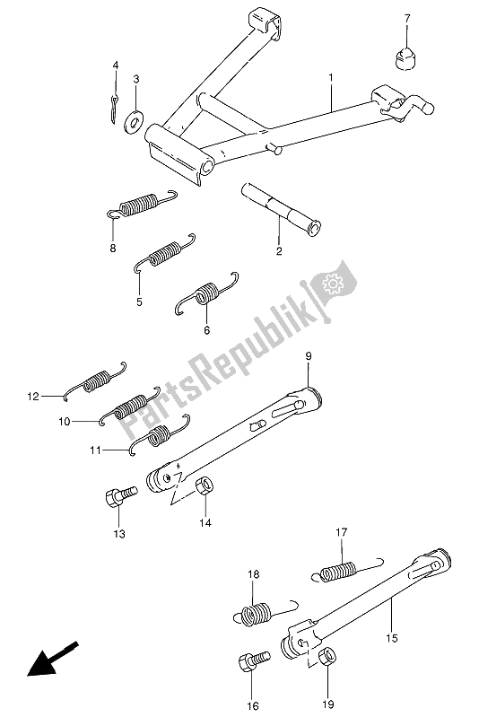 All parts for the Stand of the Suzuki GN 250E 1991