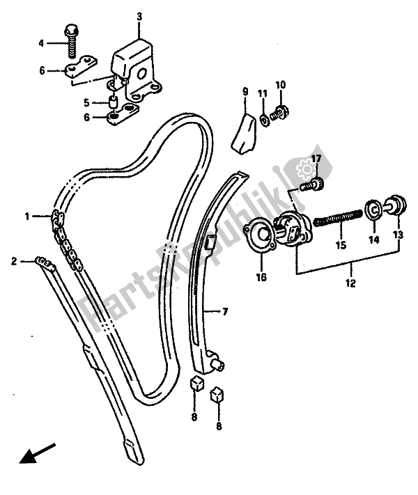 All parts for the Cam Chain of the Suzuki GSX R 750R 1989