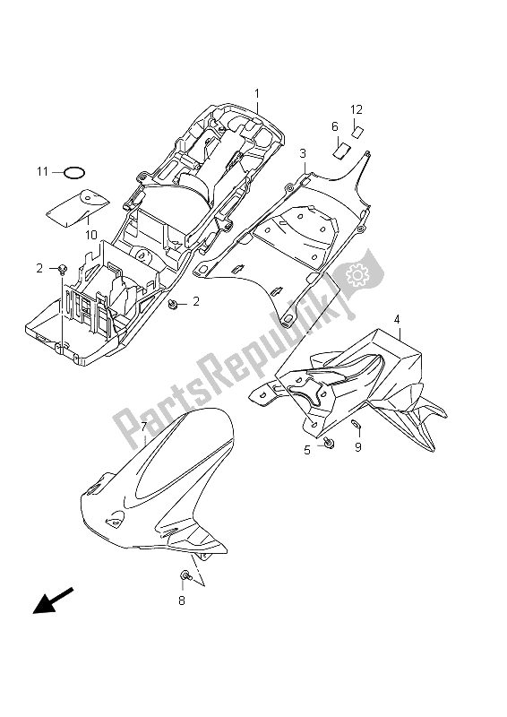 Tutte le parti per il Parafango Posteriore (gsx-r600ue E21) del Suzuki GSX R 600 2012