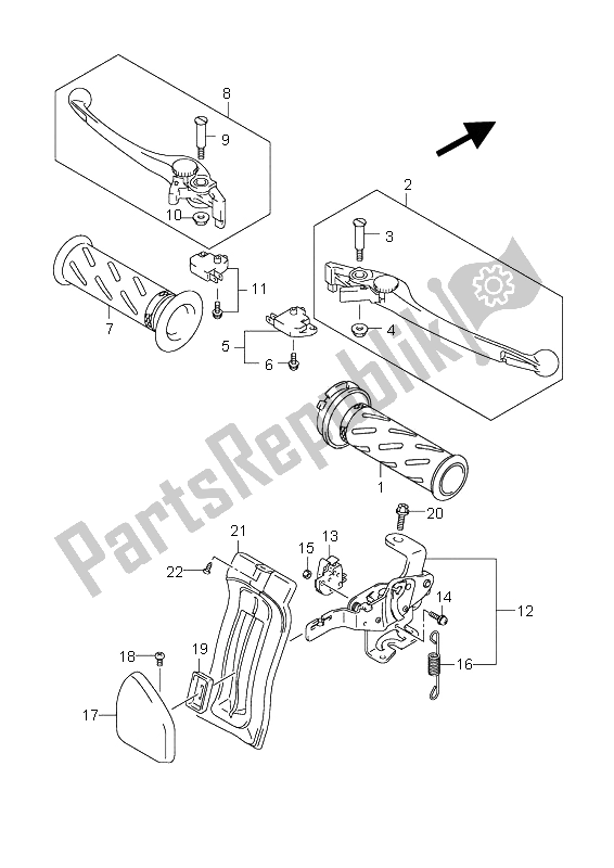 All parts for the Handle Lever of the Suzuki AN 650A Burgman Executive 2006