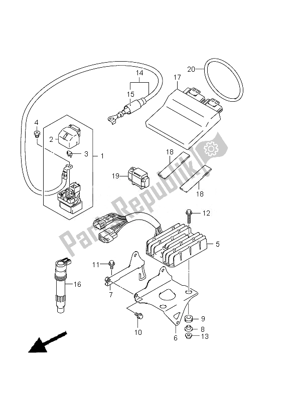 Tutte le parti per il Elettrico del Suzuki GSX 650 FA 2010