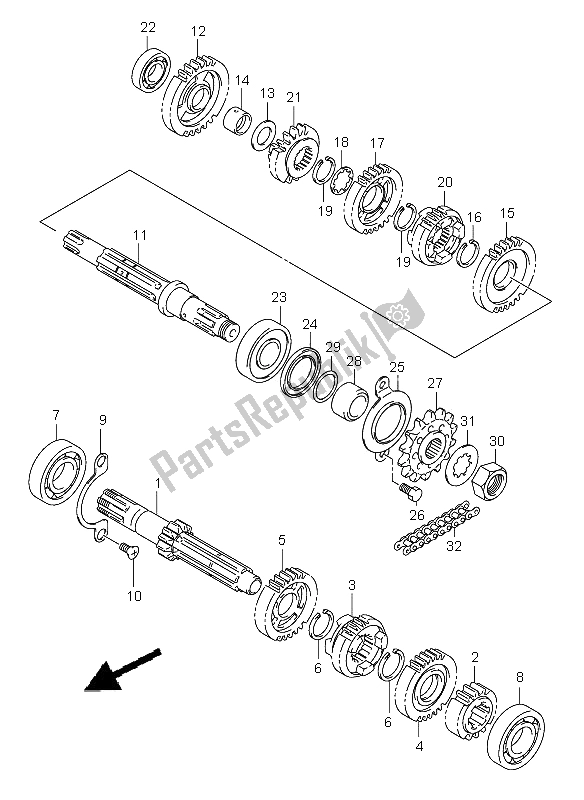 All parts for the Transmission of the Suzuki VL 125 Intruder 2006