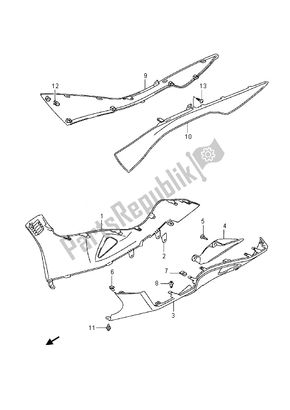 Todas las partes para Protector Lateral De La Pierna (an400 E19) de Suzuki Burgman AN 400 AZA 2014