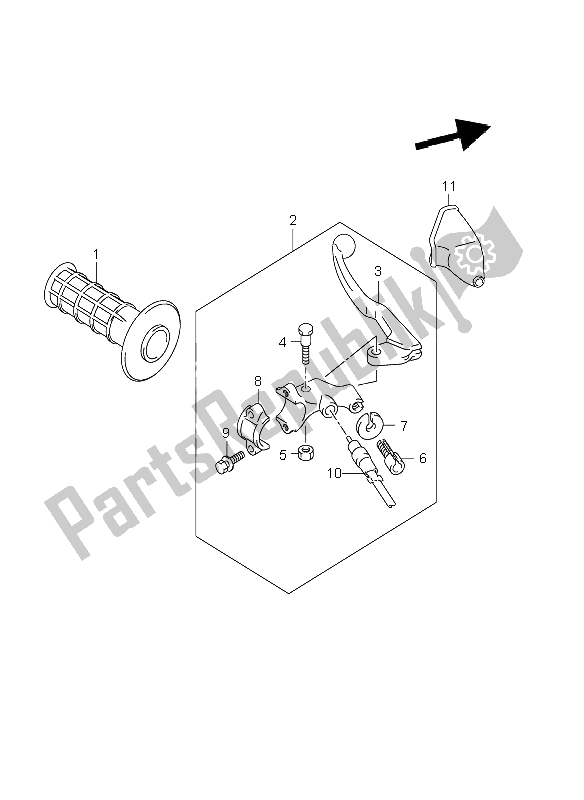 All parts for the Left Handle Lever (dr-z400e E1) of the Suzuki DR Z 400E 2002